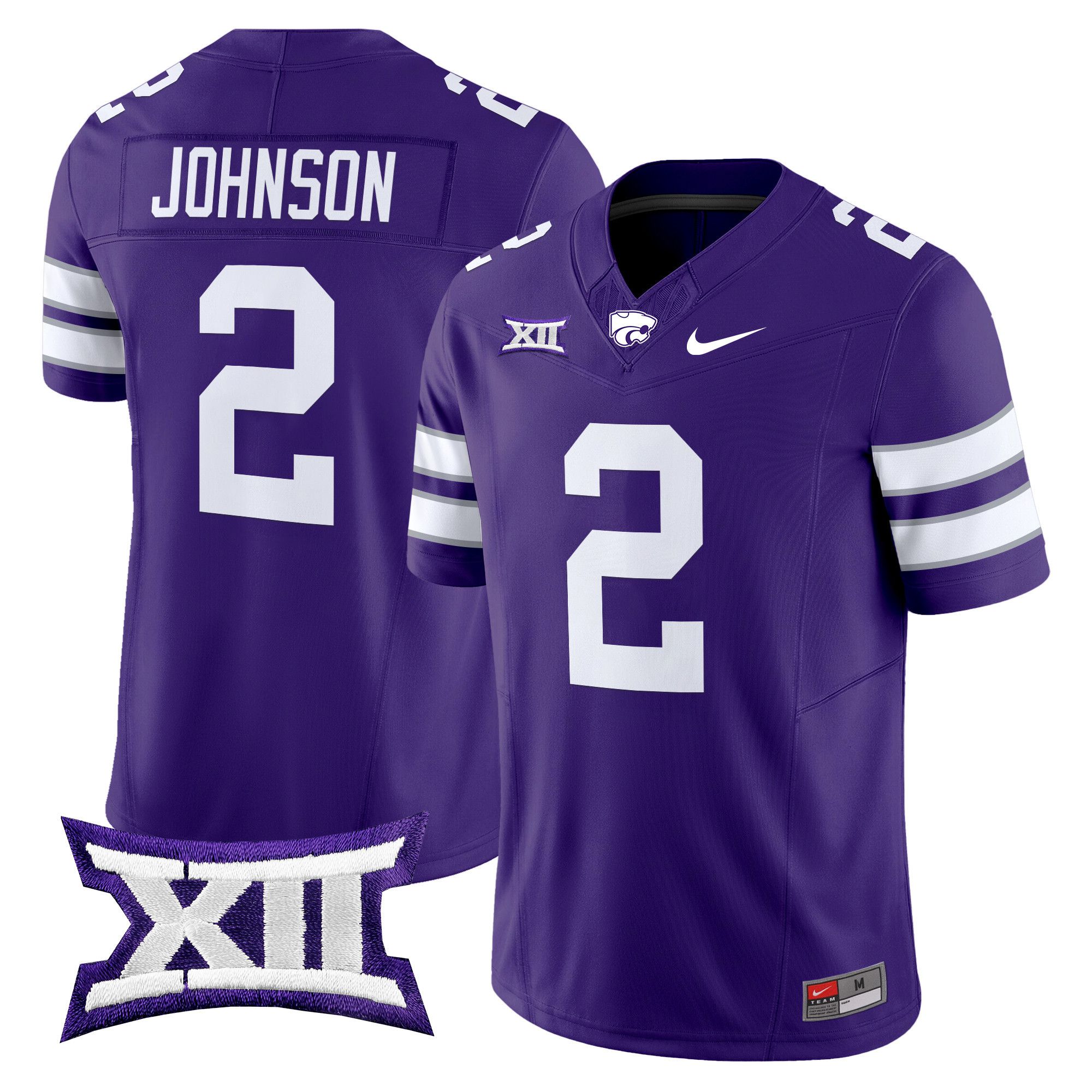 Men Kansas State Wildcats #2 Johnson Purple Nike 2024 Vapor Limited NCAA Jersey style 1